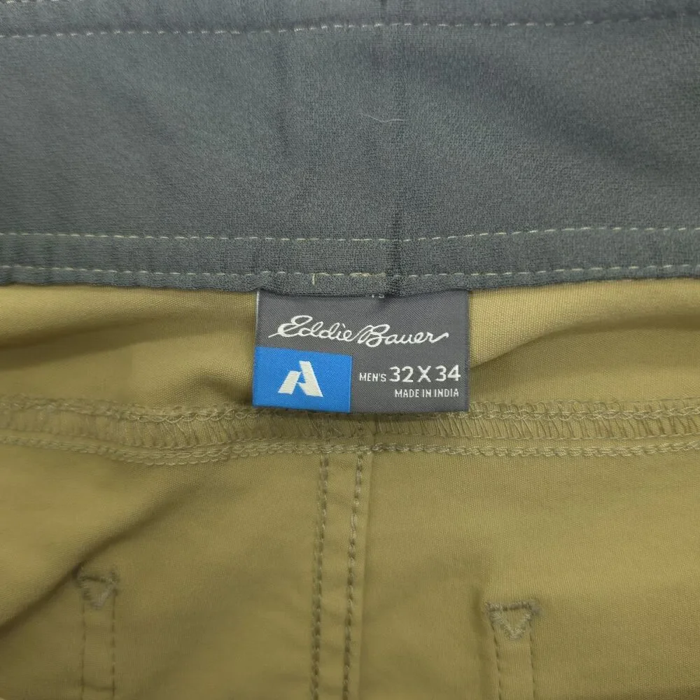 Eddie Bauer First Ascent Guide Pro Pants Mens 32x34 Khaki Tan Hiking Stretch